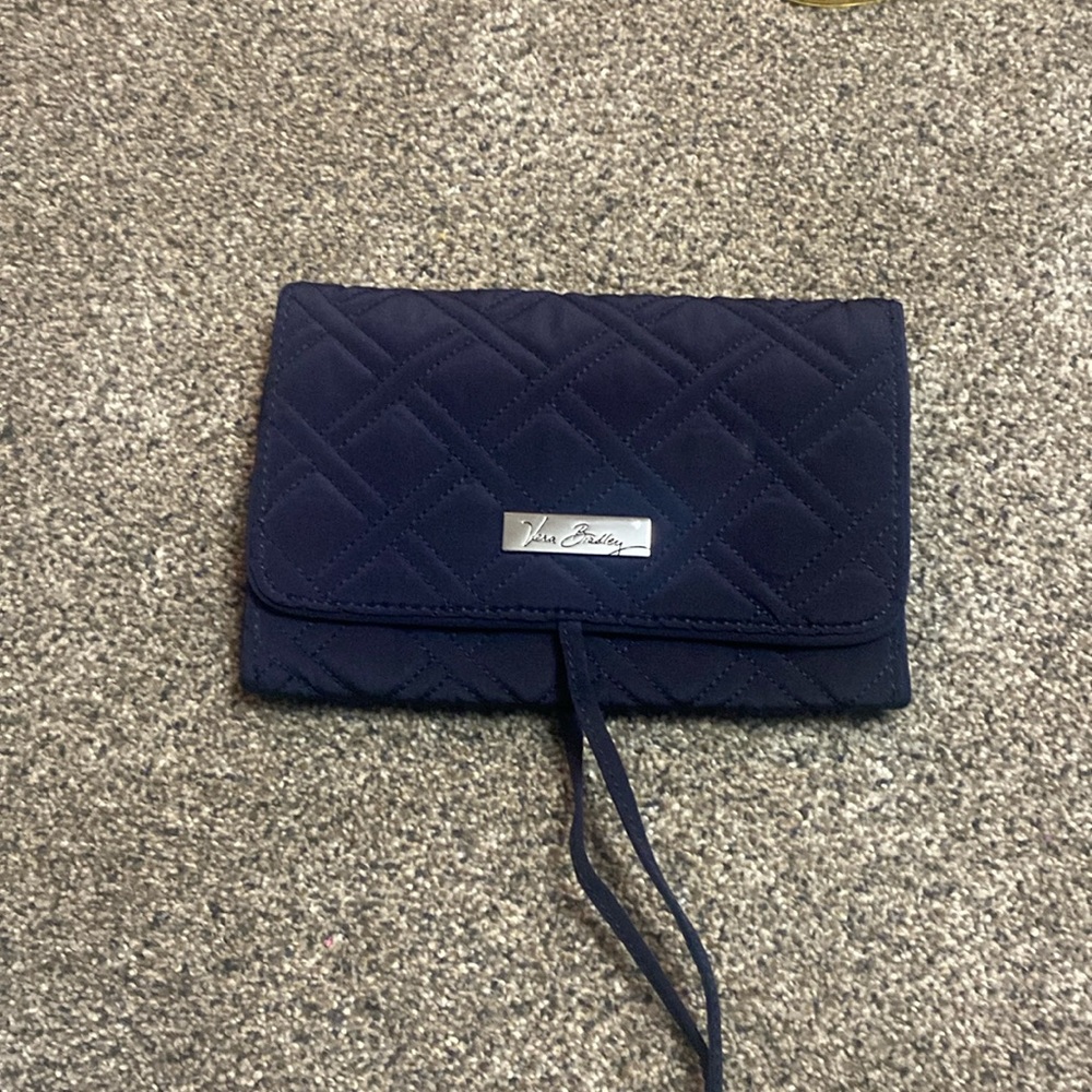 Vera Bradley Microfiber Navy Travel Jewelry Case Like Brand New